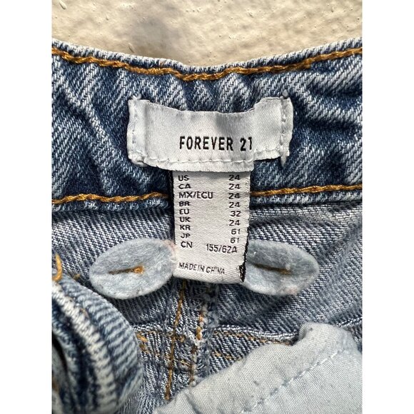 Forever 21 Womens Barrel Fit Heart Print Jeans Size 24 Light Blue Denim Casual - Picture 3 of 6